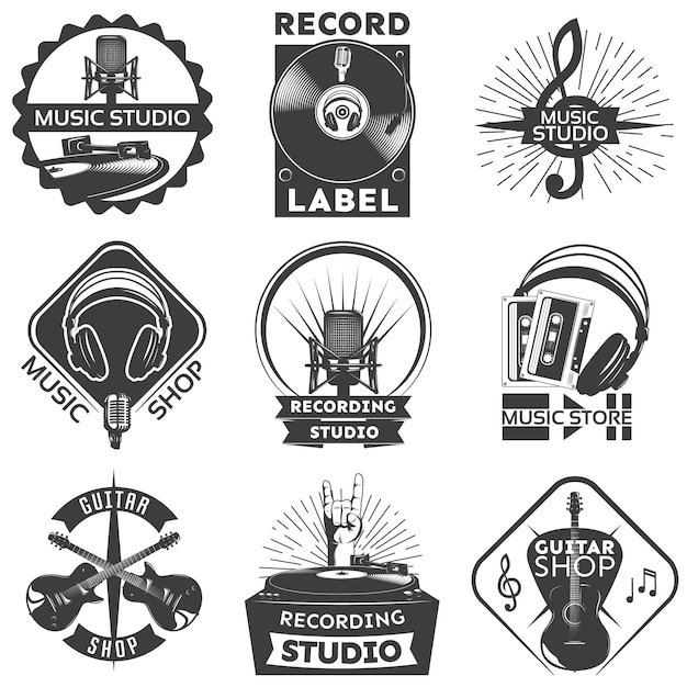 Free Vector music shop label set