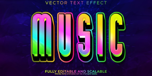 Free Vector music text effect editable party and disco text style