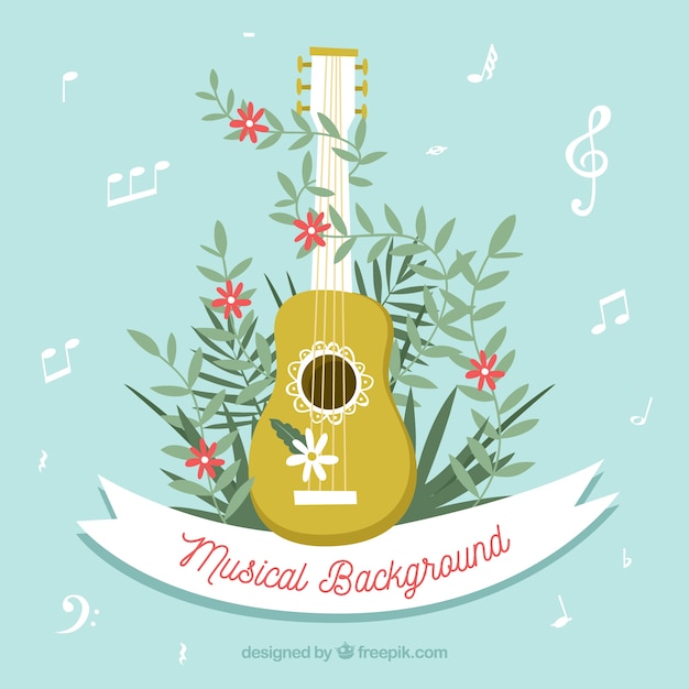 Free Vector musical background with ukelele