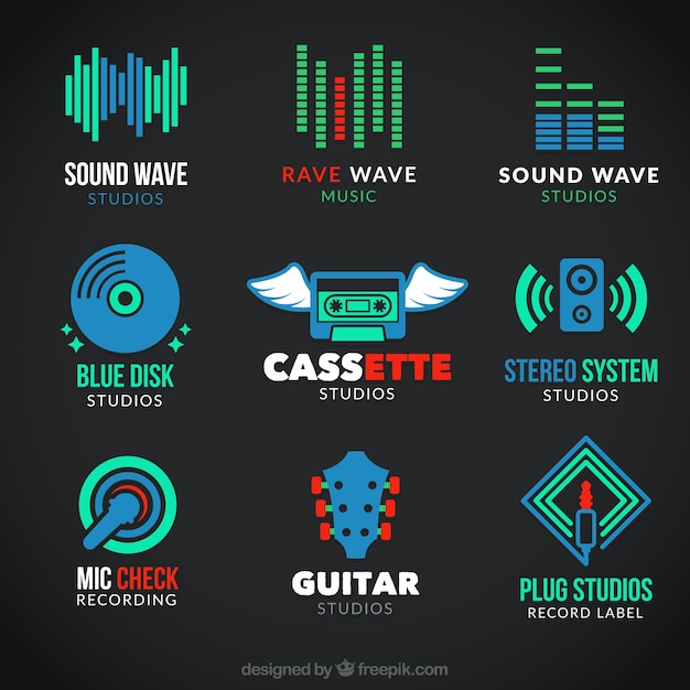 Free Vector musical icons in colorful style