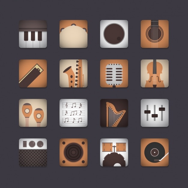 Free vector musical instrument icon collection