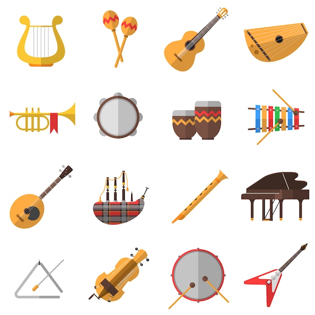 Free Vector musical instruments icons set