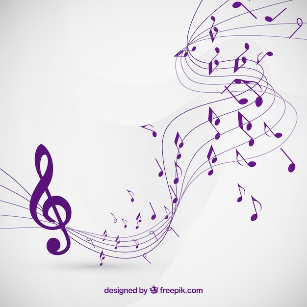 Musical notes background in purple color