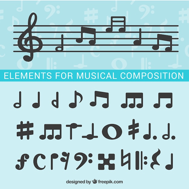 Free Vector musical notes for composition