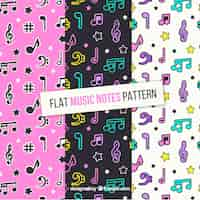 Free vector musical notes patterns in eighties style