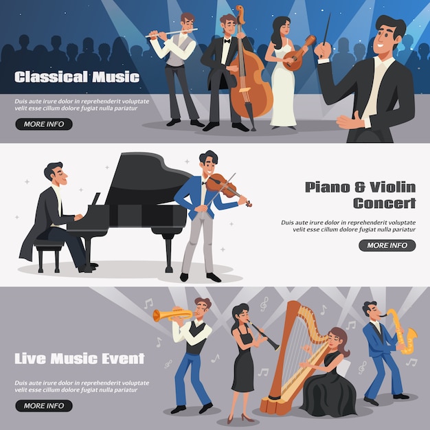 Free Vector musician banner set