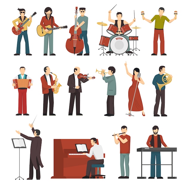 Musicians Color Icons Set