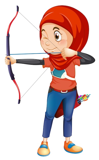 Free Vector a muslim archery on whiye background