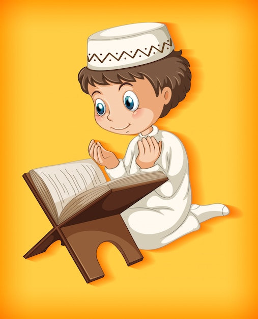 Muslim boy reading from the quran