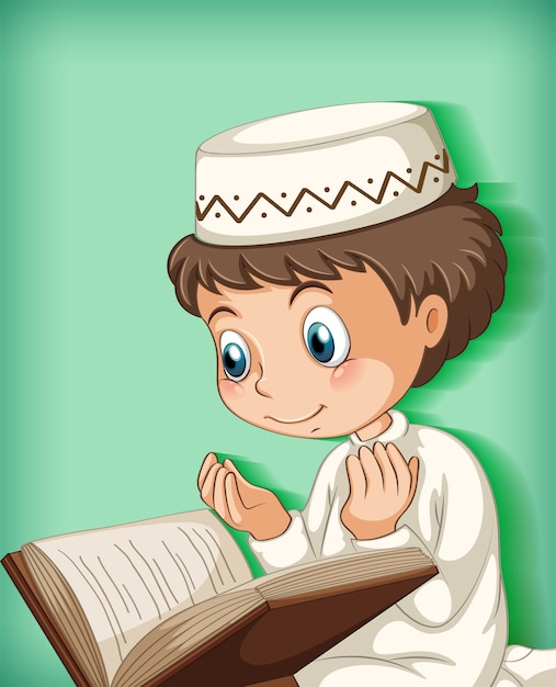 Free vector muslim boy reading from the quran