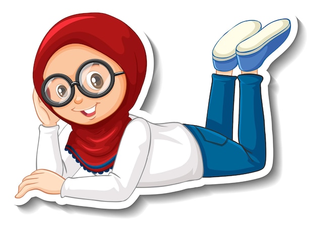 Free Vector muslim girl cartoon character sticker