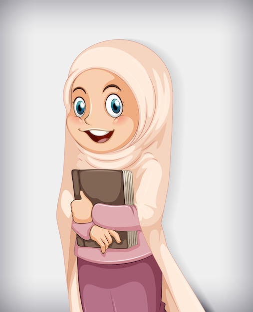 Free Vector muslim girl holding book