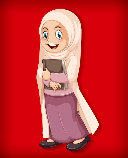 Free Vector muslim girl holding book