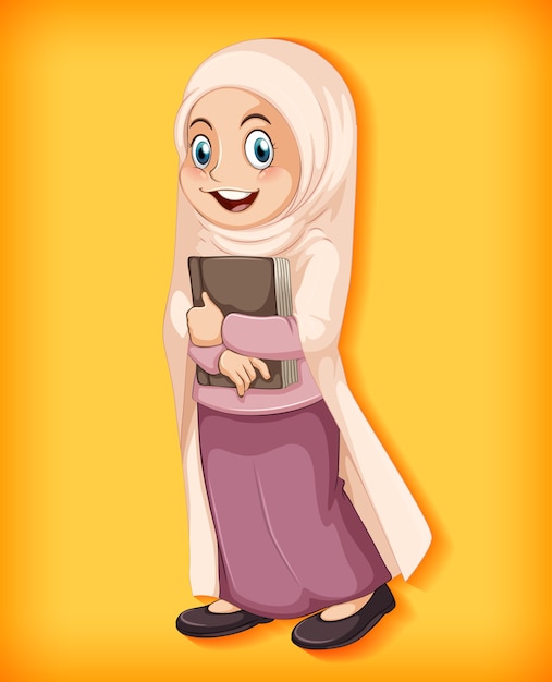 Free Vector muslim girl holding book