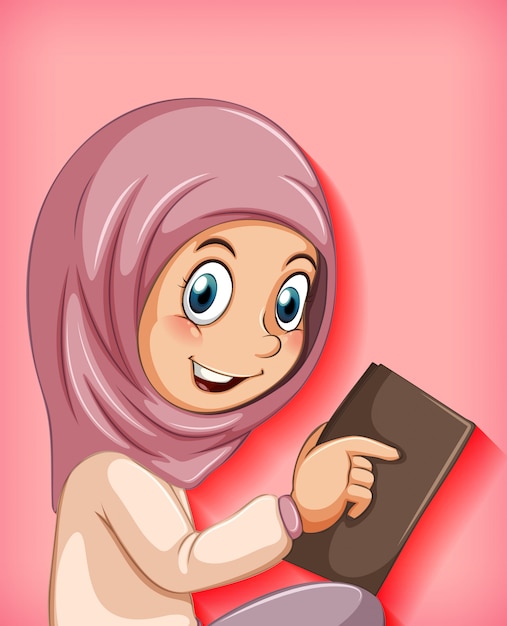 Muslim girl reading the book