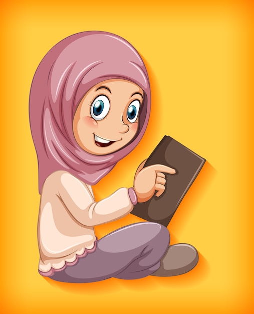 Free Vector muslim girl reading the book