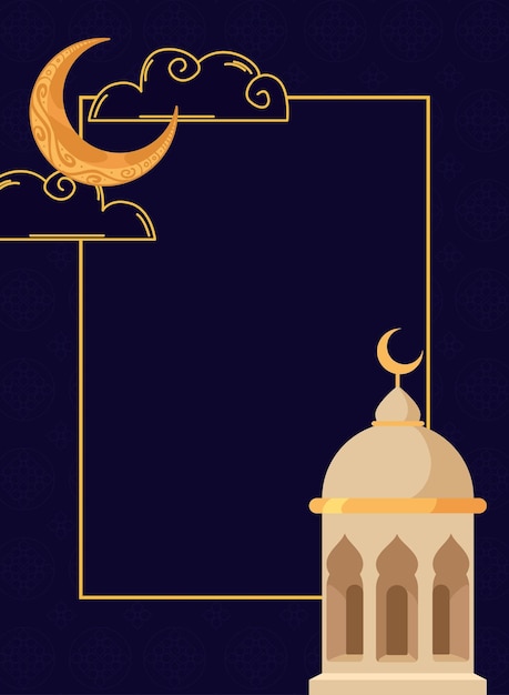 Muslim mosque with moon