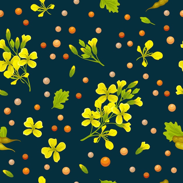 Free vector mustard seamless pattern on blue