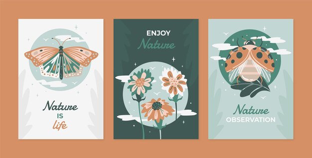 Muted color palette cards set