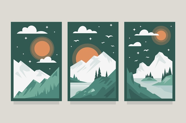 Muted colors card collection design