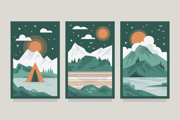 Free Vector muted colors card collection design