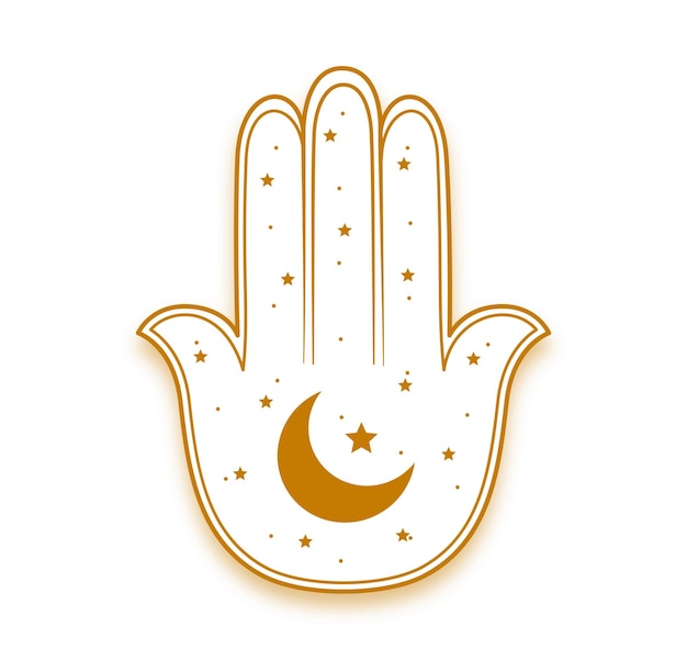 Free Vector mystical half moon and star hamsa background design