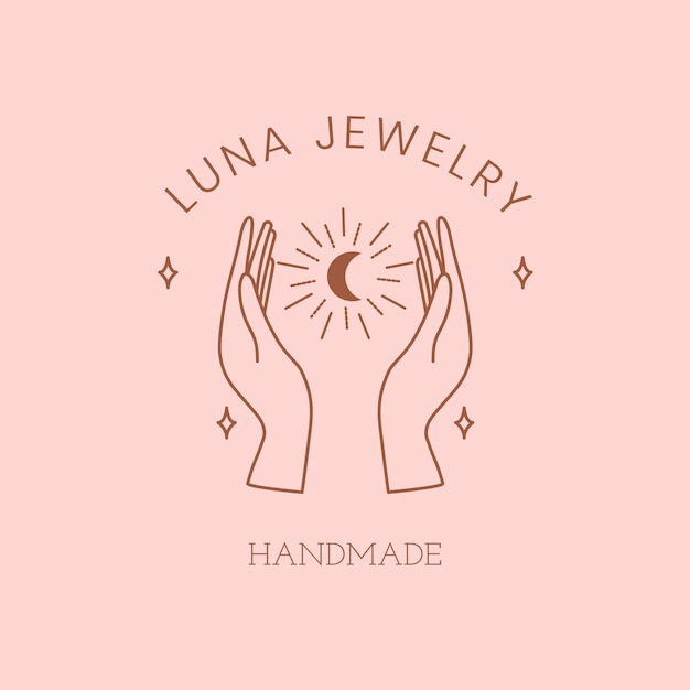 Mystical jewelry logo template, editable minimal pink vector