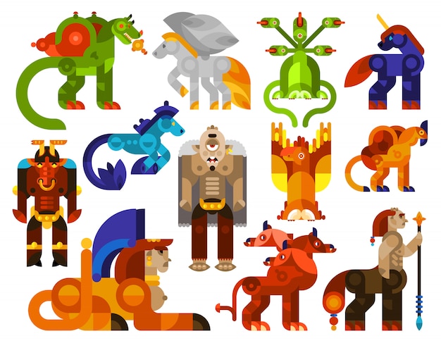 Free vector mythical creatures icons