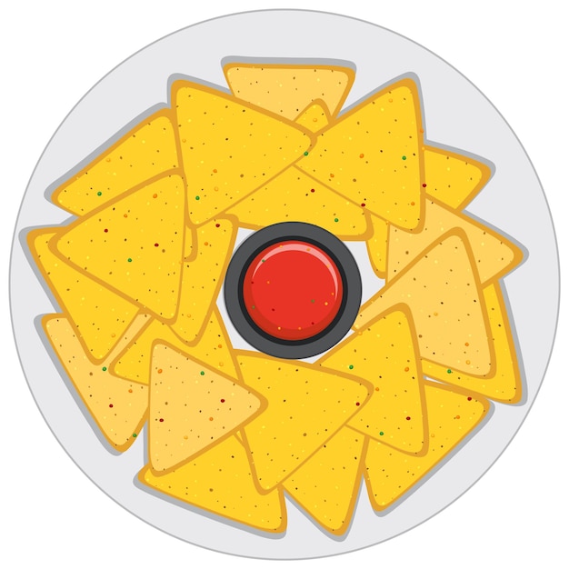 Free Vector nachos chips with dip sauce