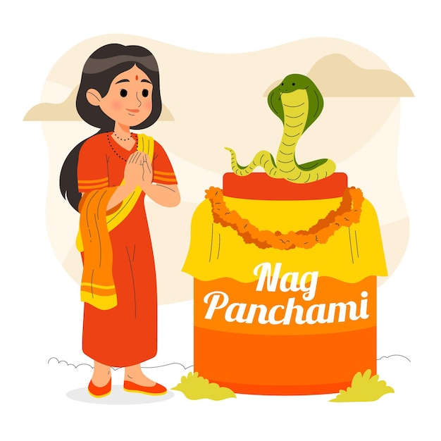 Free Vector nag panchami illustration