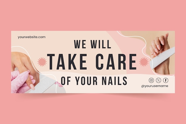 Free vector nail salon horizontal banner template design