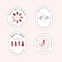 Free vector nails art studio logo pack