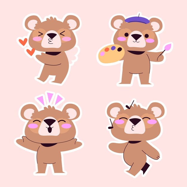 Naive bear stickers collection