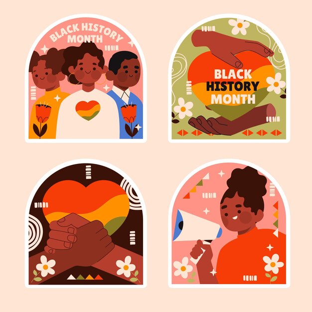 Naive black history month stickers collection