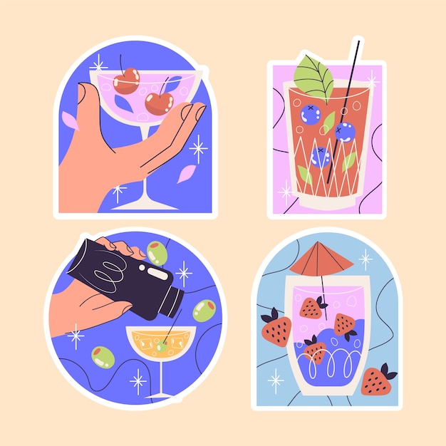 Naive cocktails stickers collection