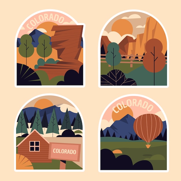 Naive colorado landscape sticker collection