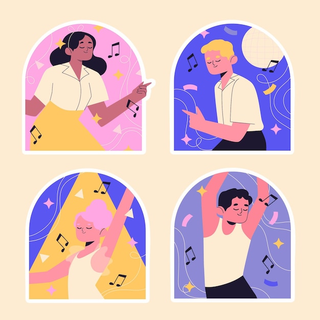 Naive dance sticker collection