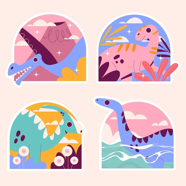 Naive dinosaur stickers collection