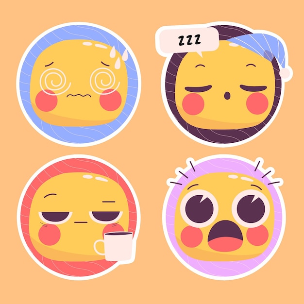 Free Vector naive emoticons stickers illustration set