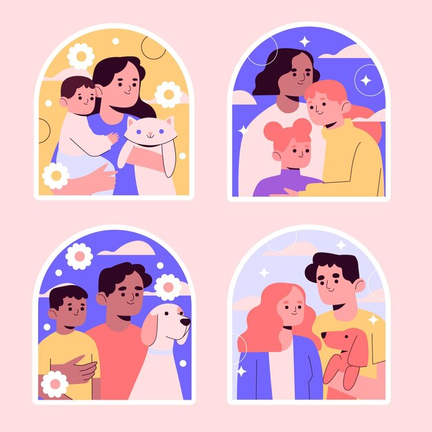 Naive family sticker set