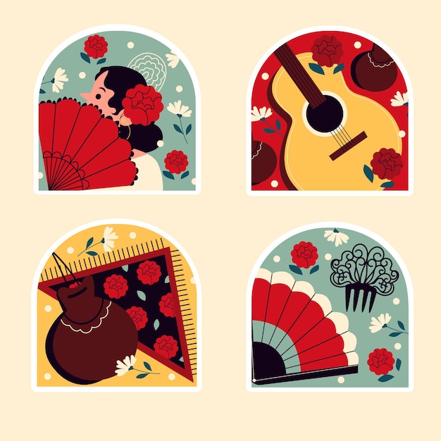 Free Vector naive flamenco dancers stickers