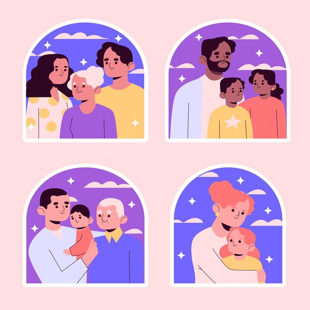 Naive happy family sticker collection