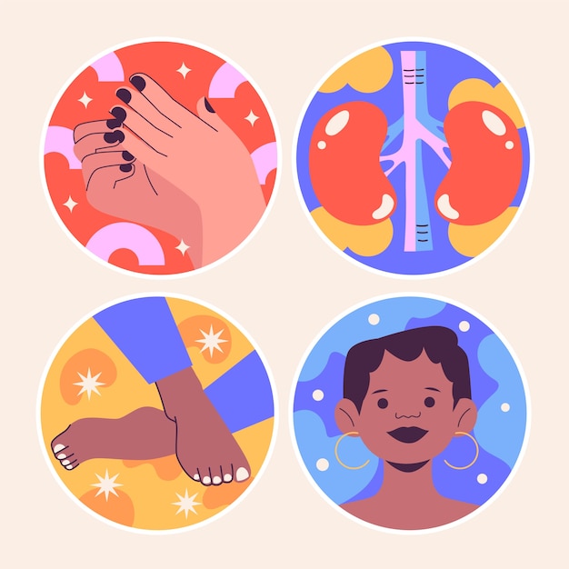 Free Vector naive human body stickers collection