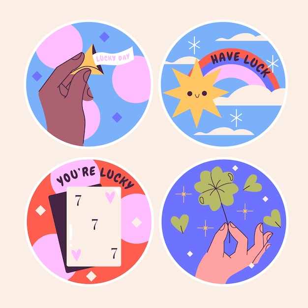 Free Vector naive luck stickers collection