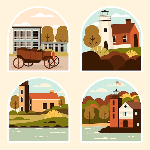 Free vector naive michigan state stickers collection