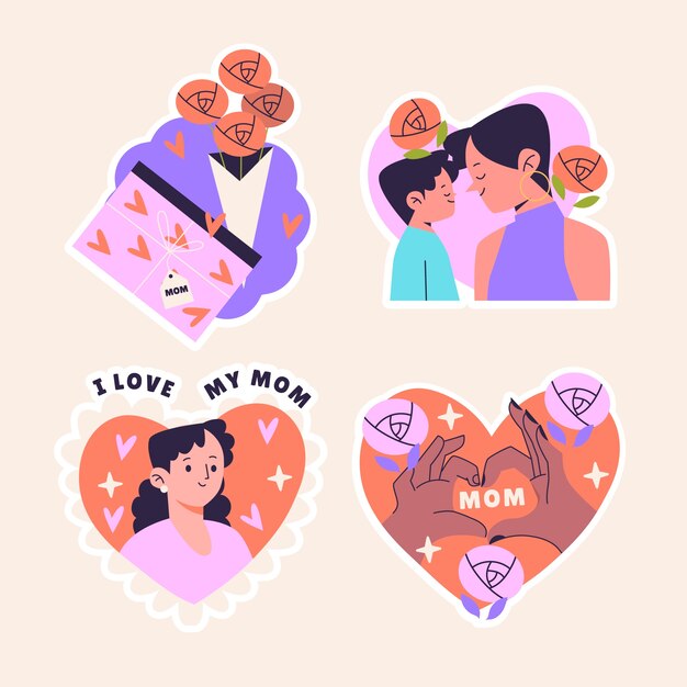 Naive mother's day stickers collection