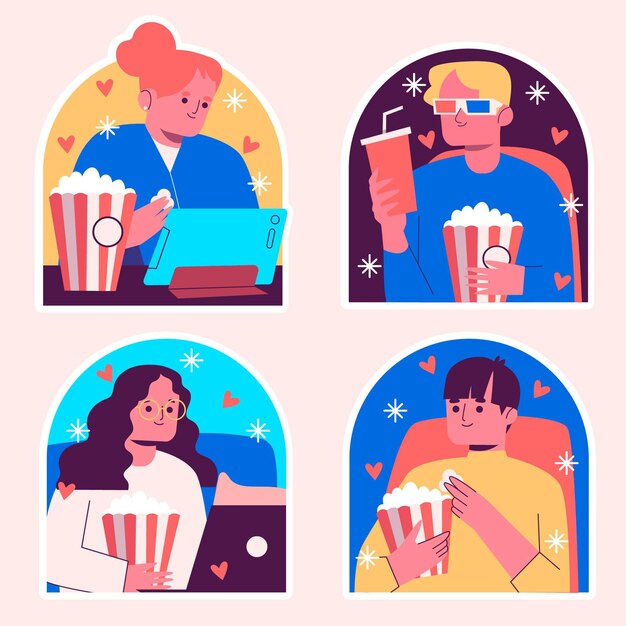 Naive set of movies lover stickers