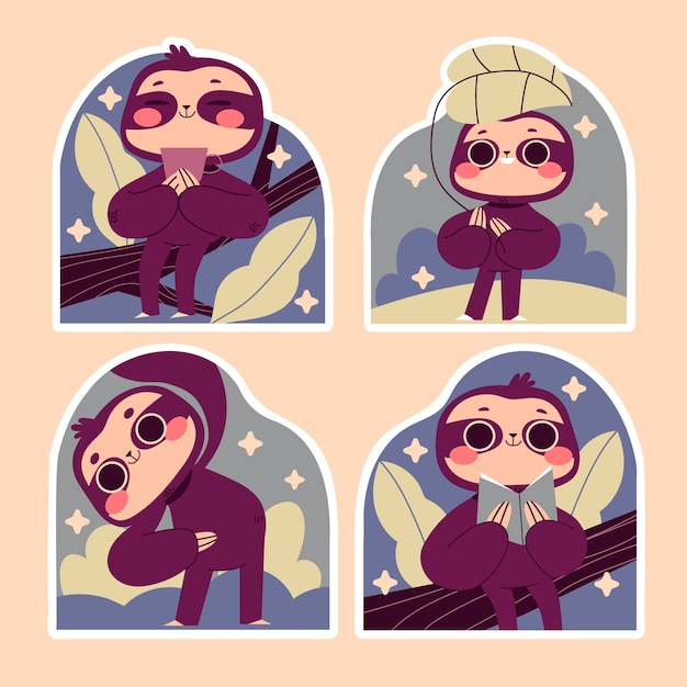 Naive sloth sticker set