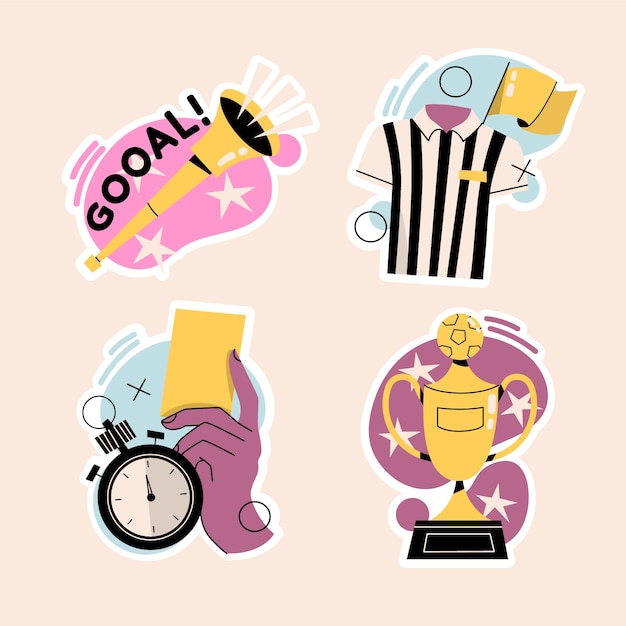 Free vector naive soccer stickers collection