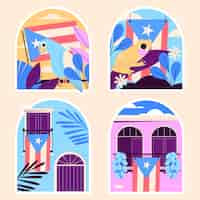 Free vector naive style puerto rico stickers